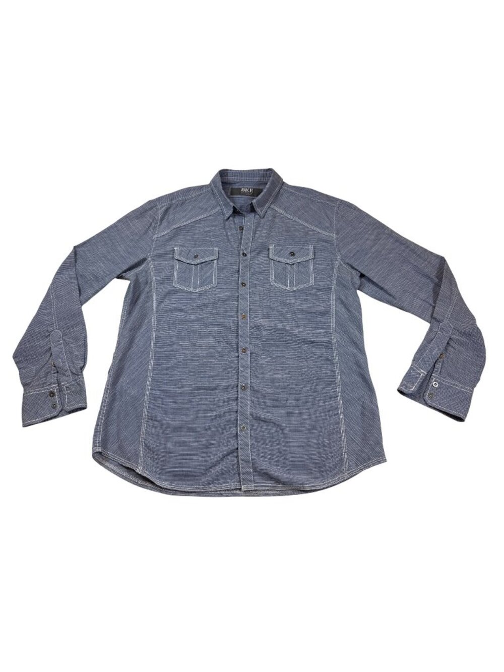 BKE Athletic Fit XL Blue Button-Up Shirt Long Sleeve Casual Stripe Cotton (M950)